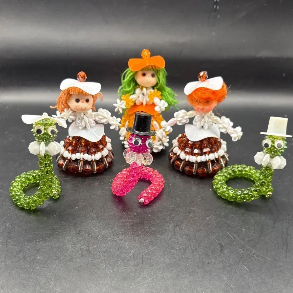 Vintage Halloween Safety Pin Dolls and Snakes